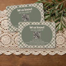Retro-Salbei-Grün-Karierter QR-Code-Hochzeit