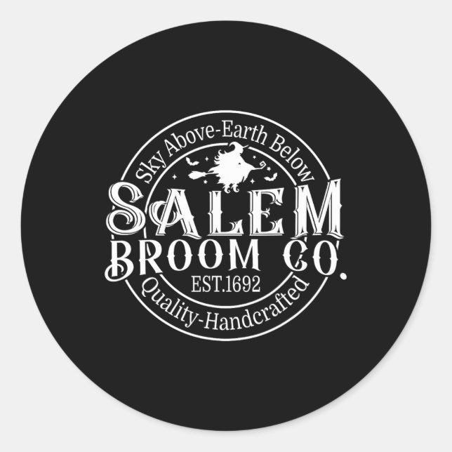 Retro Salem Broom Company Est 1692 Massachusetts Runder Aufkleber (Vorderseite)