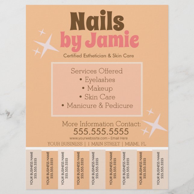 Retro Salon Service Tear Off Strips Flyer (Vorne)