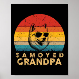 Retro Samoyed Opa Dog Lover Paw Vater Vathers Da Poster