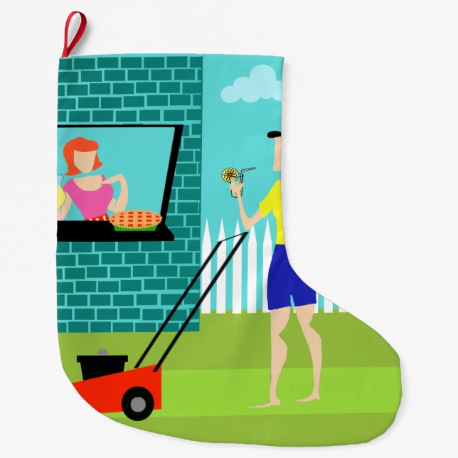 Retro Samstag Morgen WeihnachtsStrumpf Großer Weihnachtsstrumpf (Vorderseite)