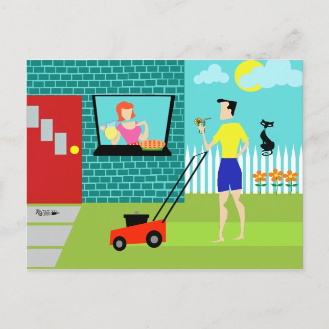 Retro Samstagvormittag Postkarte (Vorderseite)