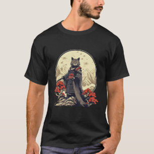 Retro-Samurai-Katze Japanisch inspirierte Katze T-Shirt