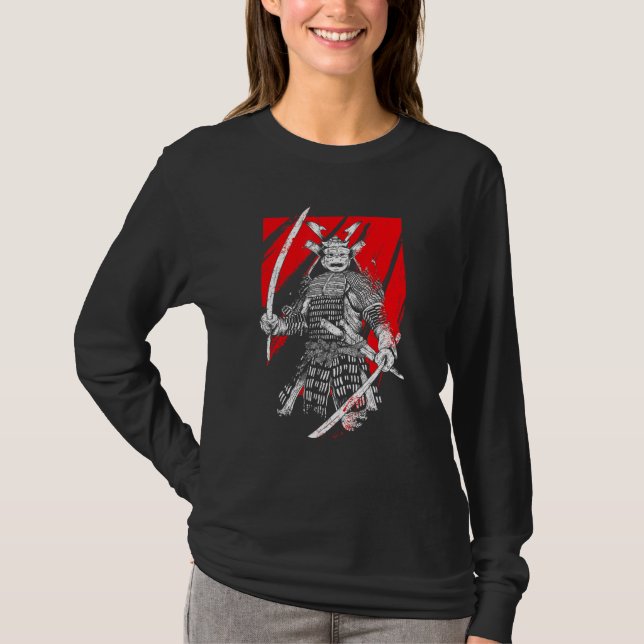 Retro Samurai Warrior Sword Japanisch Ninja T-Shirt (Vorderseite)