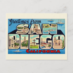 Retro-San Diego-Grußpostkarte Postkarte