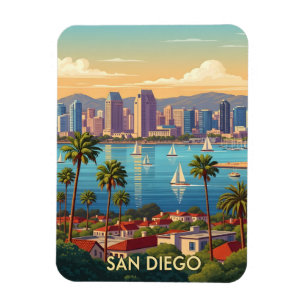 Retro San Diego Kalifornien Küstenhimmel Magnet