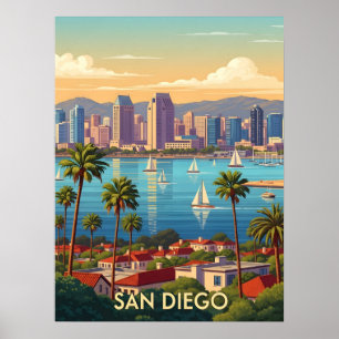 Retro San Diego Kalifornien Küstenhimmel Poster