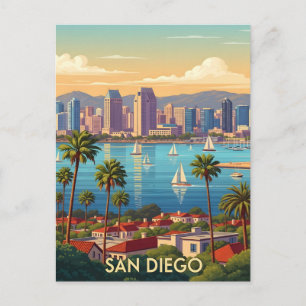 Retro San Diego Kalifornien Küstenhimmel Postkarte