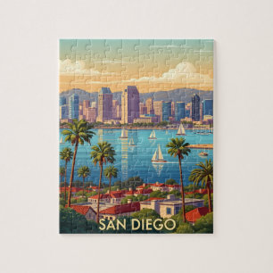 Retro San Diego Kalifornien Küstenhimmel  Puzzle