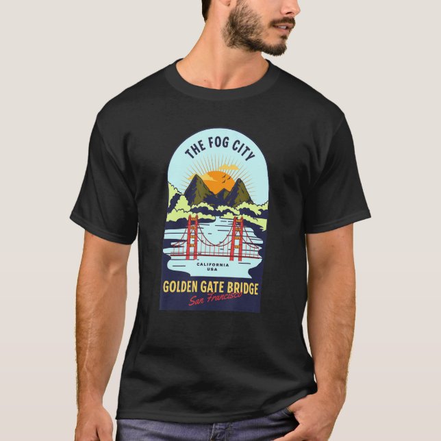 Retro San Francisco California Golden Gate Bridge T-Shirt (Vorderseite)
