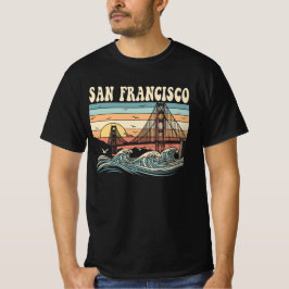 Retro San Francisco Golden Gate Bridge Sonnenunter T-Shirt