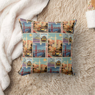 Retro San Francisco Patchwork Kissen