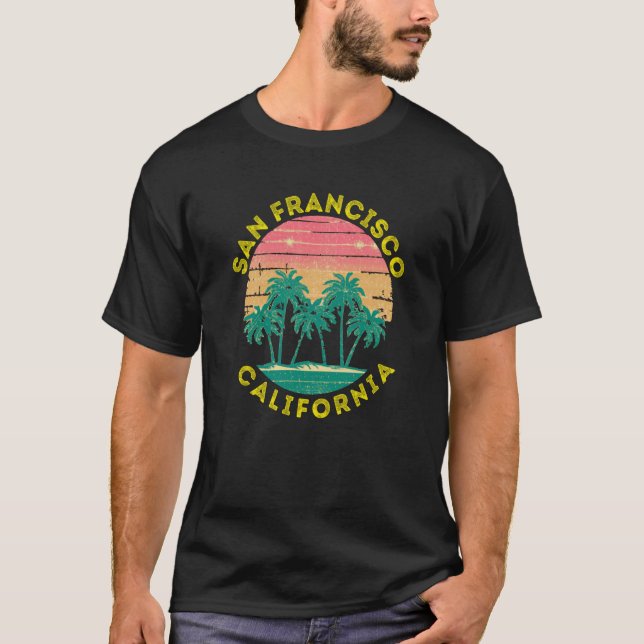 Retro San Francisco Vacation Souvenir Palm Tree T-Shirt (Vorderseite)