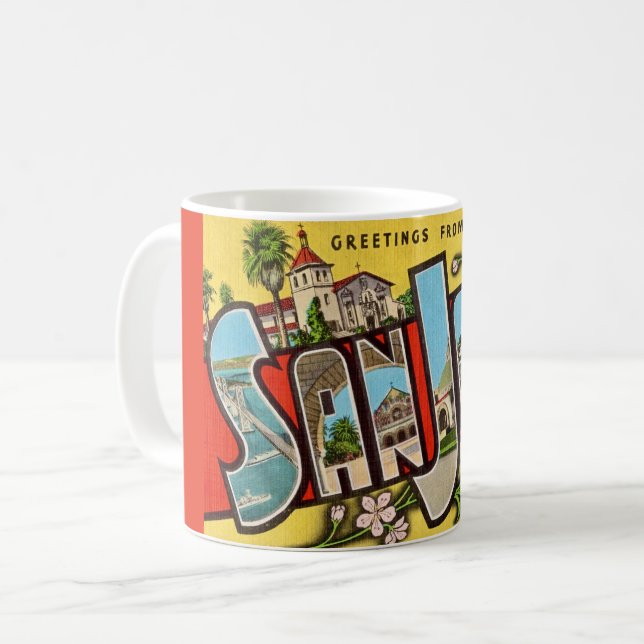 Retro San Jose Grußveranstaltung Tasse (Vorderseite Links)