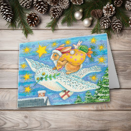 Retro Sankt-Häschen-Weihnachten Feiertagskarte