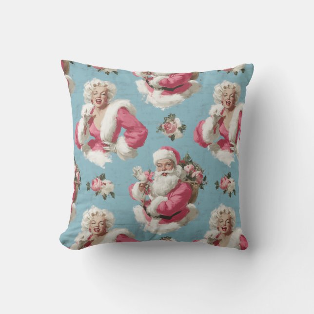Retro Santa and Glam Holiday Cheer Kissen (Vorderseite)