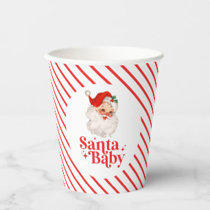 Retro Santa Baby Weihnachtsdusche Pappbecher