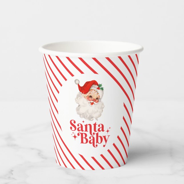 Retro Santa Baby Weihnachtsdusche Pappbecher (Vorderseite)