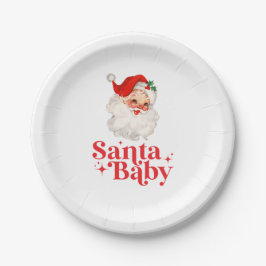 Retro Santa Baby Weihnachtsdusche Pappteller