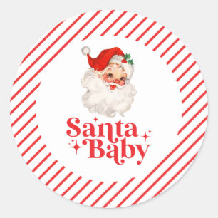 Retro Santa Baby Weihnachtsdusche Runder Aufkleber
