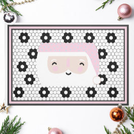 Retro Santa Black und White Tile Weihnachten Fußmatte