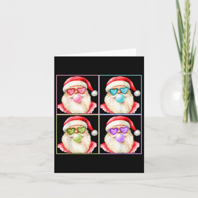 Retro Santa bläst Bubble Gum P Kunst Sonnenbrille  Karte (Vorderseite)