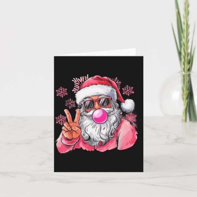 Retro Santa Christmas Blowing Bubble Nk Santa Xmas Karte (Vorderseite)