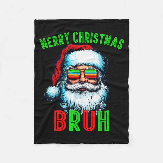 Retro Santa Christmas Bruh Pajama Family Meme Xmas Fleecedecke (Vorderseite)