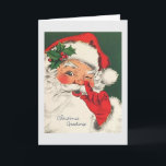 Retro Santa Christmas Card Karte<br><div class="desc">Retro / Vintage Weihnachten Grußkarte. Der Weihnachtsmann legt seinen Finger vor der Nase! Weihnachts Grüße!</div>