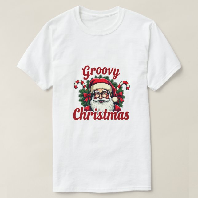 Retro Santa Christmas - Groovy Holiday Style T-Shirt (Design vorne)