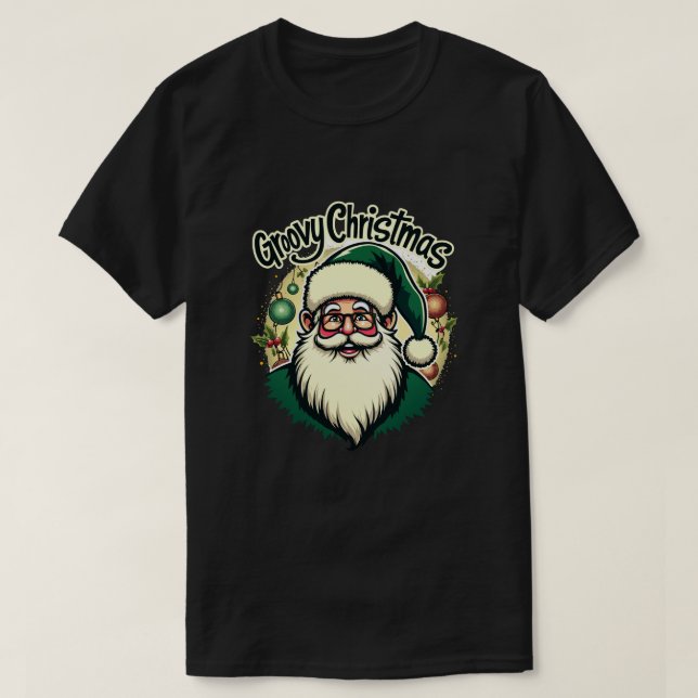 Retro Santa Christmas - Groovy Holiday Style T-Shirt (Design vorne)