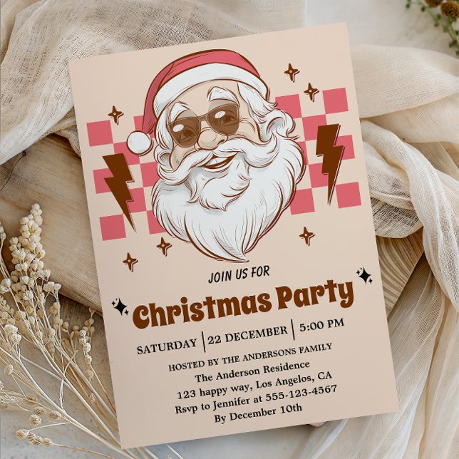 Retro Santa Christmas Party | Vintage Holiday  Einladung (Von Creator hochgeladen)