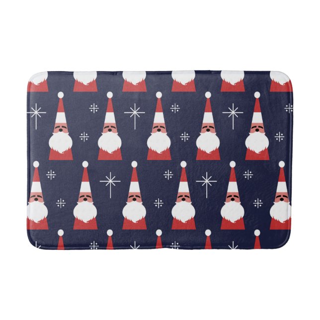 Retro Santa Christmas Red Pattern Badematte (Vorderseite)