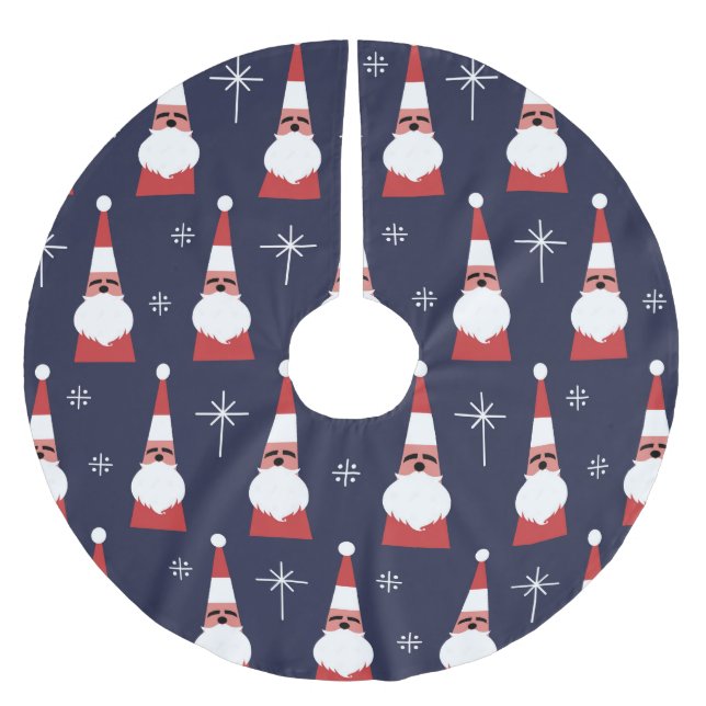 Retro Santa Christmas Red Pattern Polyester Weihnachtsbaumdecke (Vorderseite)