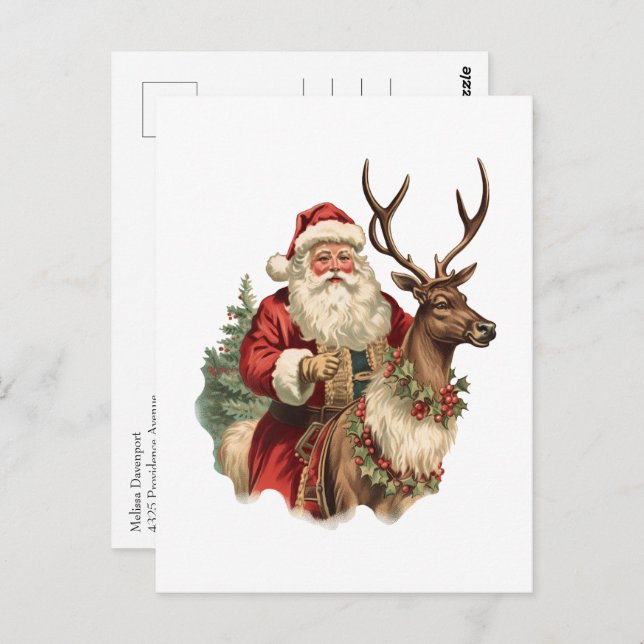 Retro Santa Classic Traditionelles Weihnachten Postkarte (Vorne/Hinten)