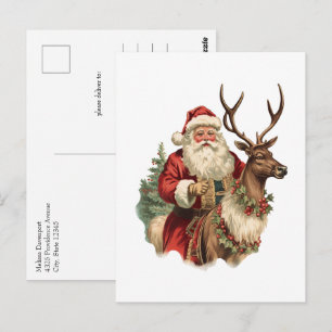 Retro Santa Classic Traditionelles Weihnachten Postkarte
