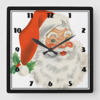 Retro Santa Claus and Holly