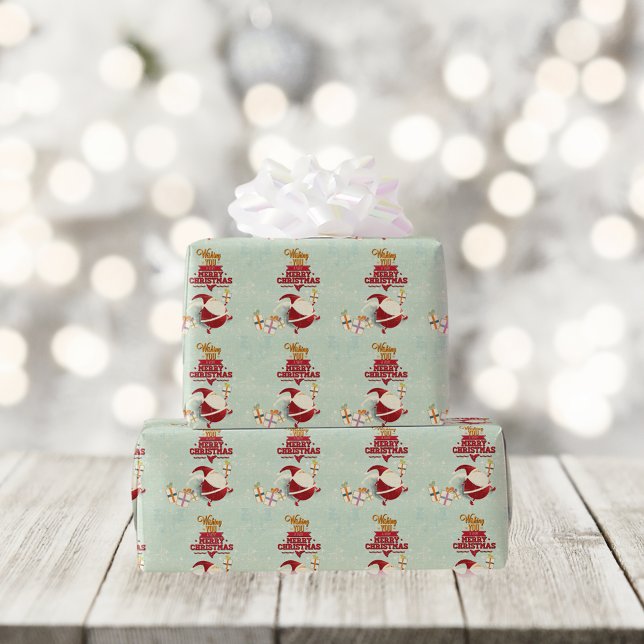 Retro Santa Claus Ausschnitt mit Geschenken Geschenkpapier (Von Creator hochgeladen)