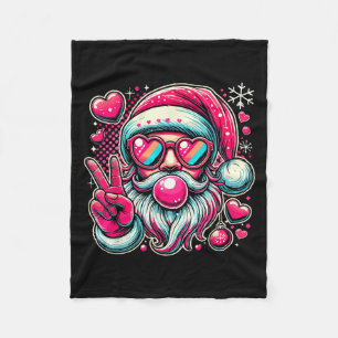Retro Santa Claus Blasebalge Cooles Friedenszeiche Fleecedecke