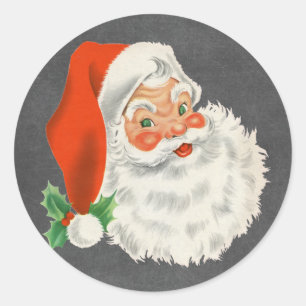 Retro Santa Claus Chalkboard Weihnachtskleber Runder Aufkleber