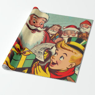 Retro Santa Claus Comic Geschenkpapier