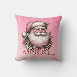 Retro Santa Claus frohe Weihnachten in Rosa Kissen