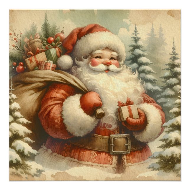 Retro Santa Claus Illustration Fotodruck (Vorne)