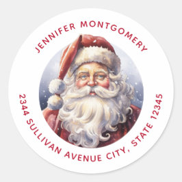 Retro Santa Claus in einem Red Hat Christmas - Adr Runder Aufkleber