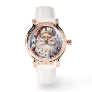 Retro Santa Claus in einem Red Hat Weihnachten Armbanduhr