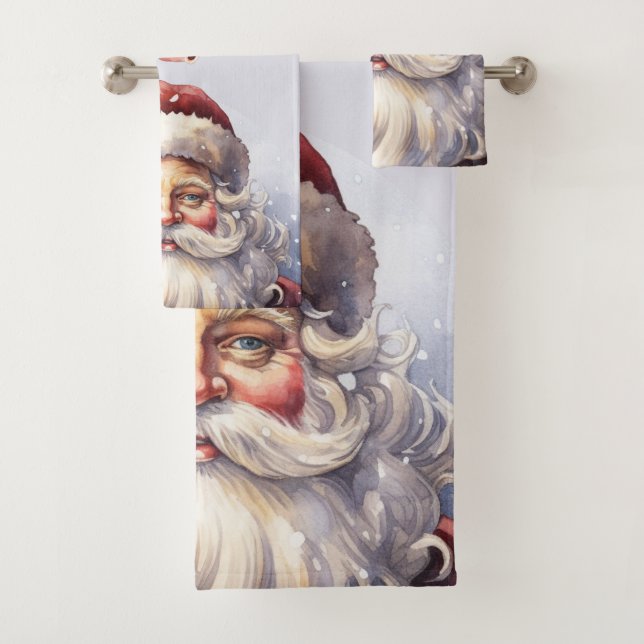 Retro Santa Claus in einem Red Hat Weihnachten Badhandtuch Set (Insitu)