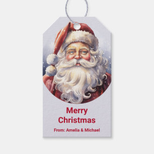 Retro Santa Claus in einem Red Hat Weihnachten Geschenkanhänger