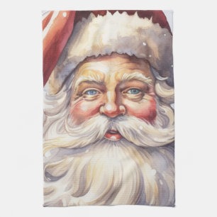 Retro Santa Claus in einem Red Hat Weihnachten Geschirrtuch