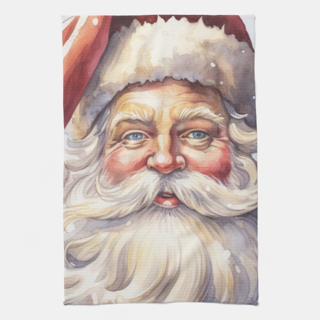 Retro Santa Claus in einem Red Hat Weihnachten Geschirrtuch (Vertikal)