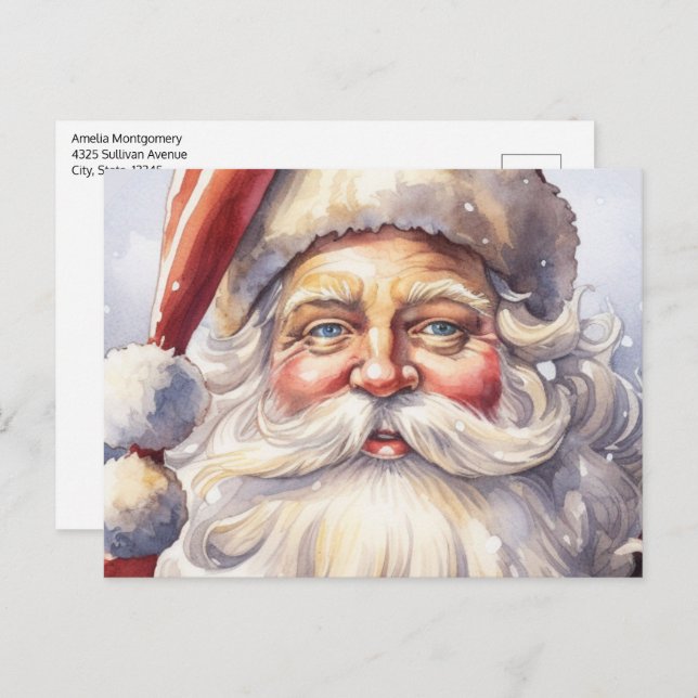 Retro Santa Claus in einem Red Hat Weihnachten Postkarte (Vorne/Hinten)